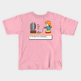 I Love Retro Games Pixel Art Illustration Kids T-Shirt